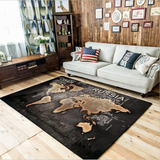 Tapis Carte Du Monde Design Noir Et Doré