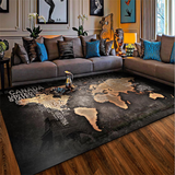 Tapis Carte Du Monde Noir Et Doré
